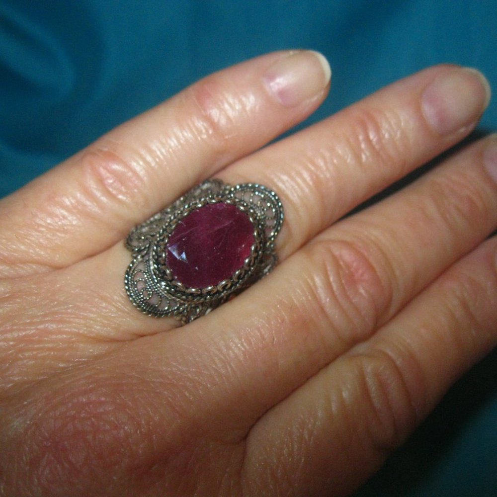 Sterling Silver Natural Ruby Ring - image 3